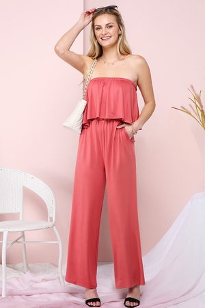 Flare Tube Top with Two-Fer Look Jumpsuit