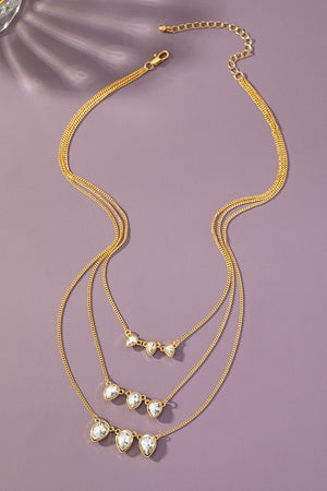3 row teardrop stone charm necklace