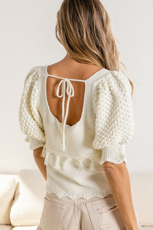 BiBi Tassel Detail Textured Square Neck Sweater